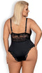 Obsessive Sexy Teddy met Kant - Erotische Body - Maat S/M - Zwart
