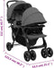 vidaXL - Tweelingkinderwagen - tandem - staal - donkergrijs