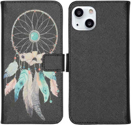 iMoshion Hoesje Geschikt voor iPhone 13 Hoesje Met Pasjeshouder - iMoshion Design Softcase Bookcase - Meerkleurig / Dreamcatcher