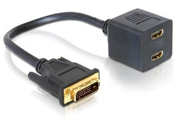 Delock Adapter DVI-D Dual Link - 2x HDMI splitter - Zwart