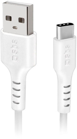 SBS TECABLEMICROC15W - USB-A naar USB-C kabel - 15W Power Delivery - Wit