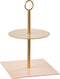 J-Line bord 2 Lagen Rond + Vierkant - metaal - lichtroze/beige