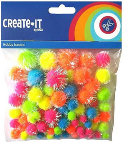 Create It Creat It Glitter Pompoms 75 Stuks Neon