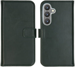 Selencia Samsung Galaxy S24 - Echt Lederen Bookcase - 3 Pashouders - Groen