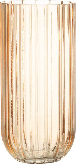 J-Line vaas Yari Strepen - glas - perzik - large - 25 cm hoog