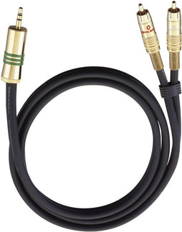 Oehlbach 2056 - Audiokabel 3,5 mm naar 2x RCA - Vergulde stekkers - Zwart 1.00 m
