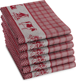 DDDDD Dutchie - Theedoek - Set van 6 - Geruit - Rood - 60x65 cm (6 stuks)