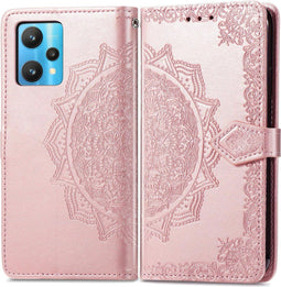 iMoshion Hoesje Geschikt voor Realme 9 Pro Hoesje Met Pasjeshouder - iMoshion Mandala Bookcase - Rosé Goud
