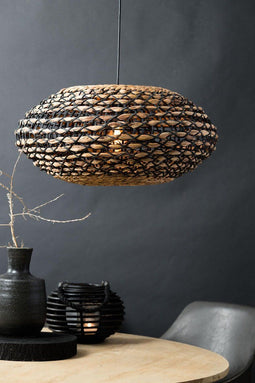 Light & Living Tripoli Hanglamp - Rotan Naturel/Zwart - Ø60x29,5cm
