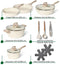 Just Perfecto 12 Delige Pannenset - Inductie - Marmeren coating - Beige (12 stuks)