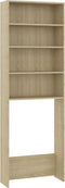 vidaXL - Wasmachinekast - 64x24x190 - cm - wit - en - sonoma - eikenkleurig