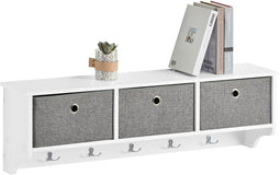 SoBuy FRG282-W - Wandkapstok - 3 Manden & 5 Haken - Wit
