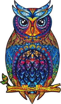 UNIDRAGON Houten Puzzel Voor Volwassenen Dier - Charmante Uil - 366 stukjes - King Size 25x43 cm