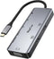 RayCue HYD-RC2901 - Hub 9-in-1 - 2x HDMI 4K30Hz + VGA 1080p + USB-C + 2x USB-A + SD/TF - Grijs