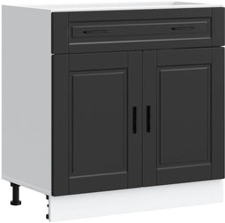 vidaXL - Keuken - onderkast - "Porto" - bewerkt - hout - zwart