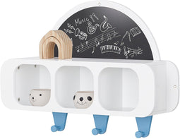 SoBuy KMB86-W - Wandplank voor Kinderen - Schoolbord & Opbergvakken - Wit