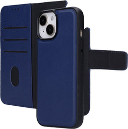 Mobiparts iPhone 15/14 - Wallet 2-in-1 Boekhoesje - Echt Leder - MagSafe - Blauw