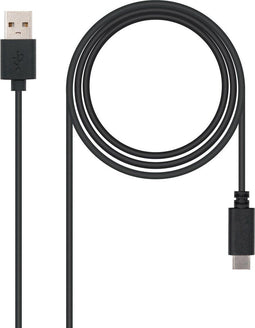 NANOCABLE 10.01.210 - USB A naar USB C Kabel - 1 m - Zwart