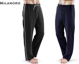 Milanoro - Set van 2 comfortabele joggingbroeken - Ademend - Marineblauw/Antraciet (2 stuks)