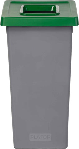 Plafor Fit Bin, Prullenbak voor afvalscheiding - 75L – Grijs/Groen - met 5 gratis stickers – recycle – afvalbak - vuilnisbak – afvalemmer – afvalscheiding – vuilnisemmer – sorteerafvalemmer – recycling – hygiënisch - kantoor - keuken