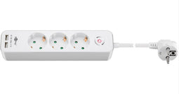 Goobay 3-voudige stekkerdoos met schakelaar en USB 1.5 meter Wit