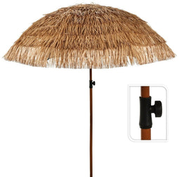 Raffia Design - Stokparasol - D220 cm - Inclusief opbergtas - Naturel
