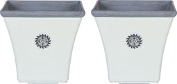 ELATEIA - Bloempot set van 2 - Wit - 37 cm - Klei-vezelmengsel
