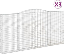 vidaXL - Schanskorven - 3 - st - gewelfd - 400x30x200/220 - cm - ijzer