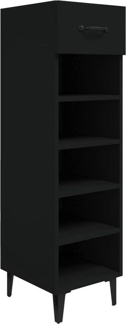 vidaXL - Schoenenkast - 30x35x105 - cm - bewerkt - hout - zwart