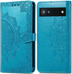 iMoshion Hoesje Geschikt voor Google Pixel 6a Hoesje Met Pasjeshouder - iMoshion Mandala Bookcase - Turquoise