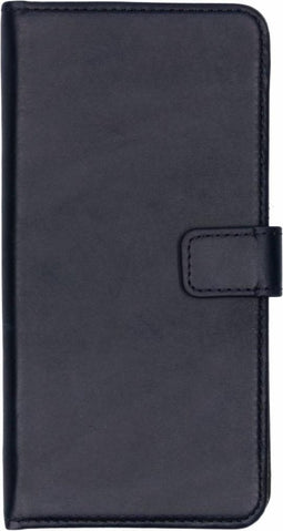 Selencia Hoesje Geschikt voor Samsung Galaxy J6 Plus Hoesje Met Pasjeshouder - Selencia Echt Lederen Bookcase - Donkerblauw