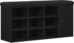vidaXL - Opbergbank - Zwart - Eikenhout - 100x30x48 - cm - Geengineerd - Hout