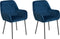Set van 2 eetkamerstoelen WELLSTON Fluweel Donkerblauw