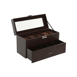 Doos-Juwelenkistje Home ESPRIT Bruin Polyurethaan Kristal Hout MDF 27,5 x 11 x 15 cm