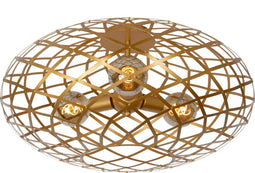 Lucide WOLFRAM - Plafonnière - Ø 65 cm - 3xE27 - Dimbaar - Mat Goud / Messing