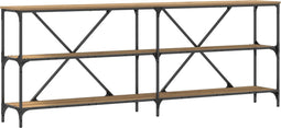 vidaXL - Console - Tafel - Artisan - Eiken - 200x30x75 - cm - Engineered - Hout - & - Staal