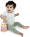 ITY by INGENUITY Cutie Stacks Nally, 4 BPA-vrije stapelbare bijtringen, steun van imitatiehout, beer, roze, vanaf 6 maanden