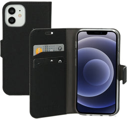 Mobiparts iPhone 12 Mini - Wallet Case - Saffiano motief - Zwart