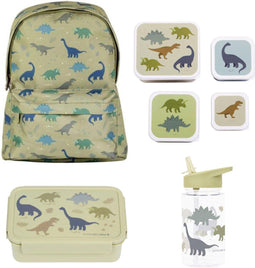 A Little Lovely Company Back to school set - Rugzak/Drinkfles/4 Snackdozen/Bentobox - Dinosaurussen