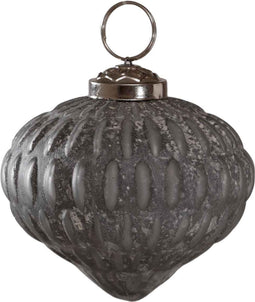 PTMD Mallin Kerstbal - H7 x Ø7 cm. - Glas - rustiek grijs