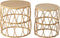 J-Line bijzettafel Golf Patroon - rotan - naturel - set van 2