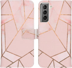 iMoshion Hoesje Geschikt voor Samsung Galaxy S21 Hoesje Met Pasjeshouder - iMoshion Design Softcase Bookcase - Meerkleurig / Pink Graphic