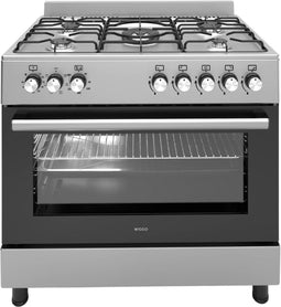 Wiggo WO-E906B(XX) - Gasfornuis - 5 pitten - 90 cm - 110 Liter - Energieklasse A - Rvs