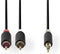 Nedis CABW22200AT10 - Kabel 3.5mm naar RCA - 100cm - Grijs