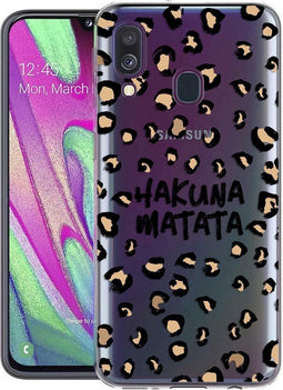 iMoshion Hoesje Geschikt voor Samsung Galaxy A40 Hoesje Siliconen - iMoshion Design hoesje - Bruin / Zwart / Transparant / Hakuna Matata