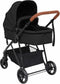 vidaXL - Kinderwagen - 3-in-1 - staal - antracietkleurig - en - zwart