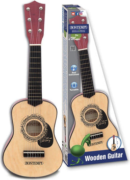 Bontempi Spa Kindergitaar - Speelgoedinstrument - 6 snaren - Hout - Zwart Rood Bruin (1 stuk)