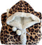 Linnick Flanel Fleece Deken + Hoodie met Capuchon Leopard - brown - 140x200cm - 130x180cm - Plaid