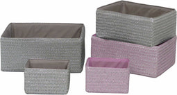 Basket spelset DKD Home Decor 41 x 29 x 18 cm Zilverkleurig Grijs Roze Polypropyleen
