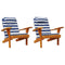 Stoelkussens Adirondack 2 st gestreept stof oxford wit en blauw